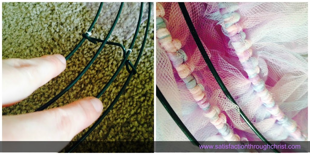 Where to put the tulle on the wire frame
