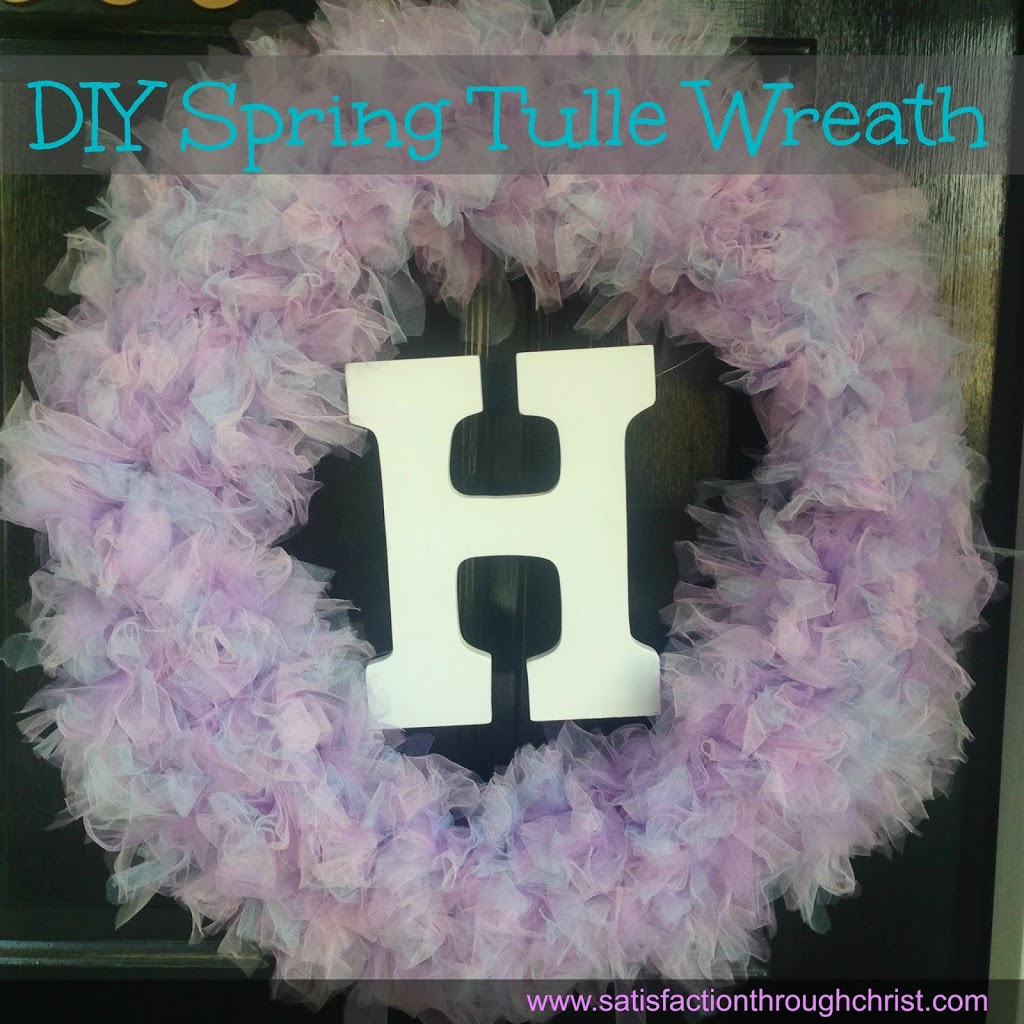 spring tulle wreath with initial
