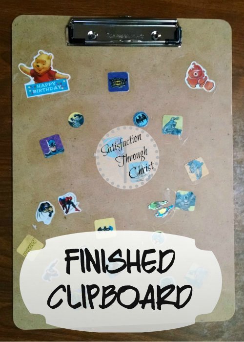 Finished Clipboard - Easy Homeschooling Project for Toddlers and Preschoolers | Satisfaction Through Christ blog
