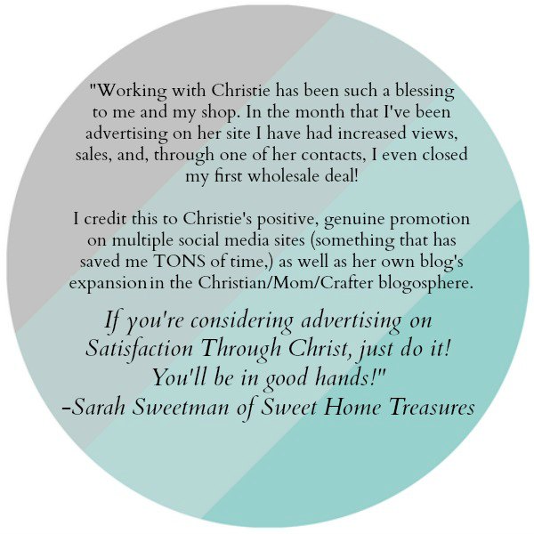 Advertising testimonials for Satisfaction Through Christ. A family friendly PR option on a growing Christian blog!