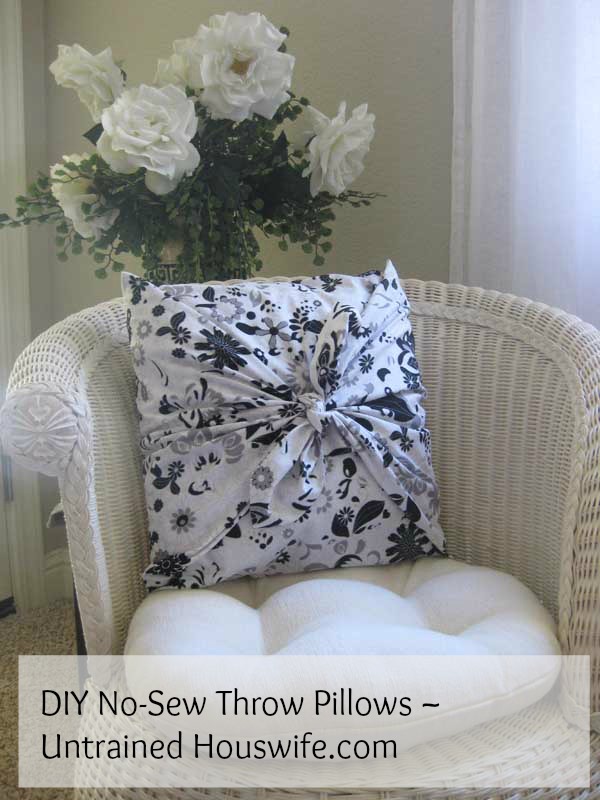 No Sew Pillow Tutorial - Makes a Cozy Christmas Present! From Untrained Housewife | Featured in Satisfaction Through Christ's DIY Christmas Round Up!