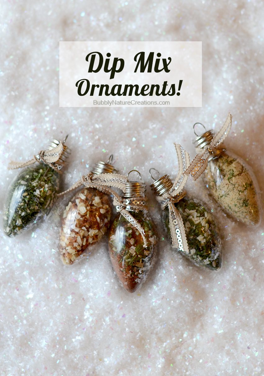 DIY Dip Mix Ornaments with Recipes from Bubbly Nature Creations | Featured in Satisfaction Through Christ's homemade Christmas Round Up!