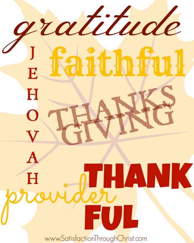 Free Thanksgiving Subway Art Prints from Satisfaction Through Christ